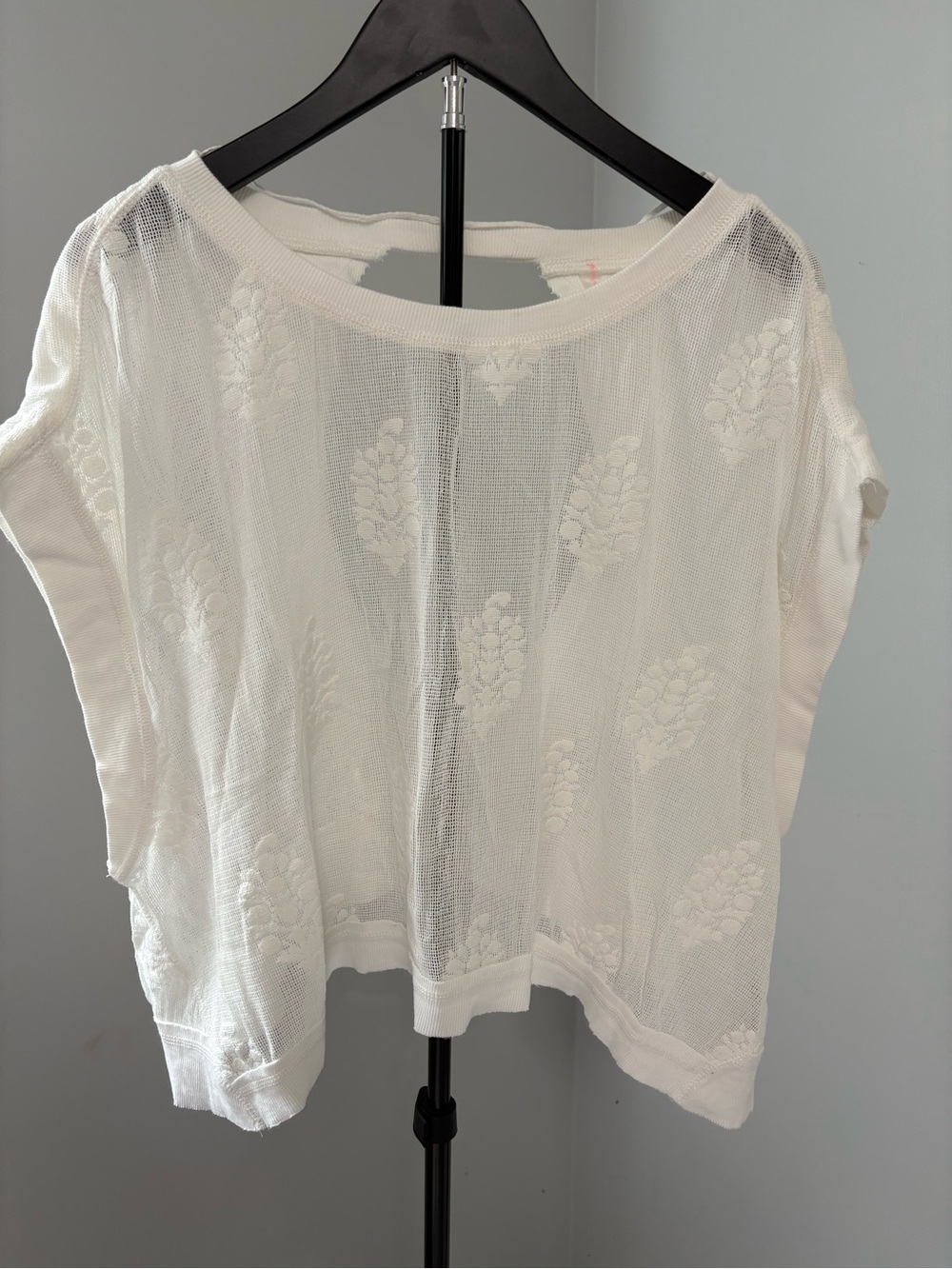 Free People FP Movement My Time Lace Tee White Size M Boho Coastal Basics - Picture 2 of 11
